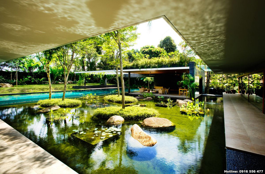 Không gian rất xanh trong nhà vườn hiện đại tại Singapore